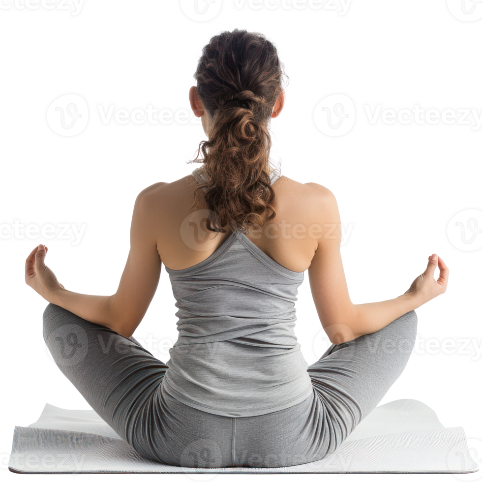 Young woman practicing asana yoga isolate on transparency background png