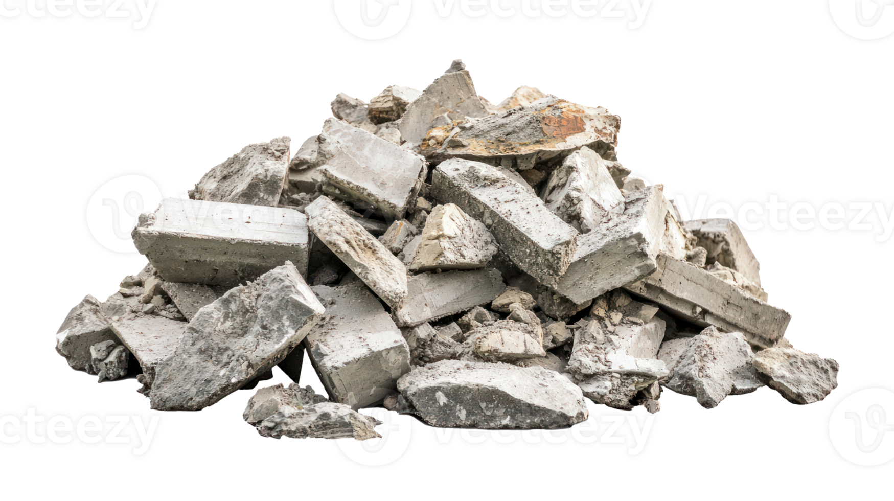 Construction waste in the form of a pile of concrete fragments isolate on transparency background png