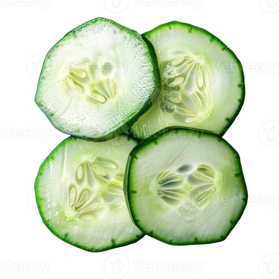 Cucumber portion top view isolate on transparency background png