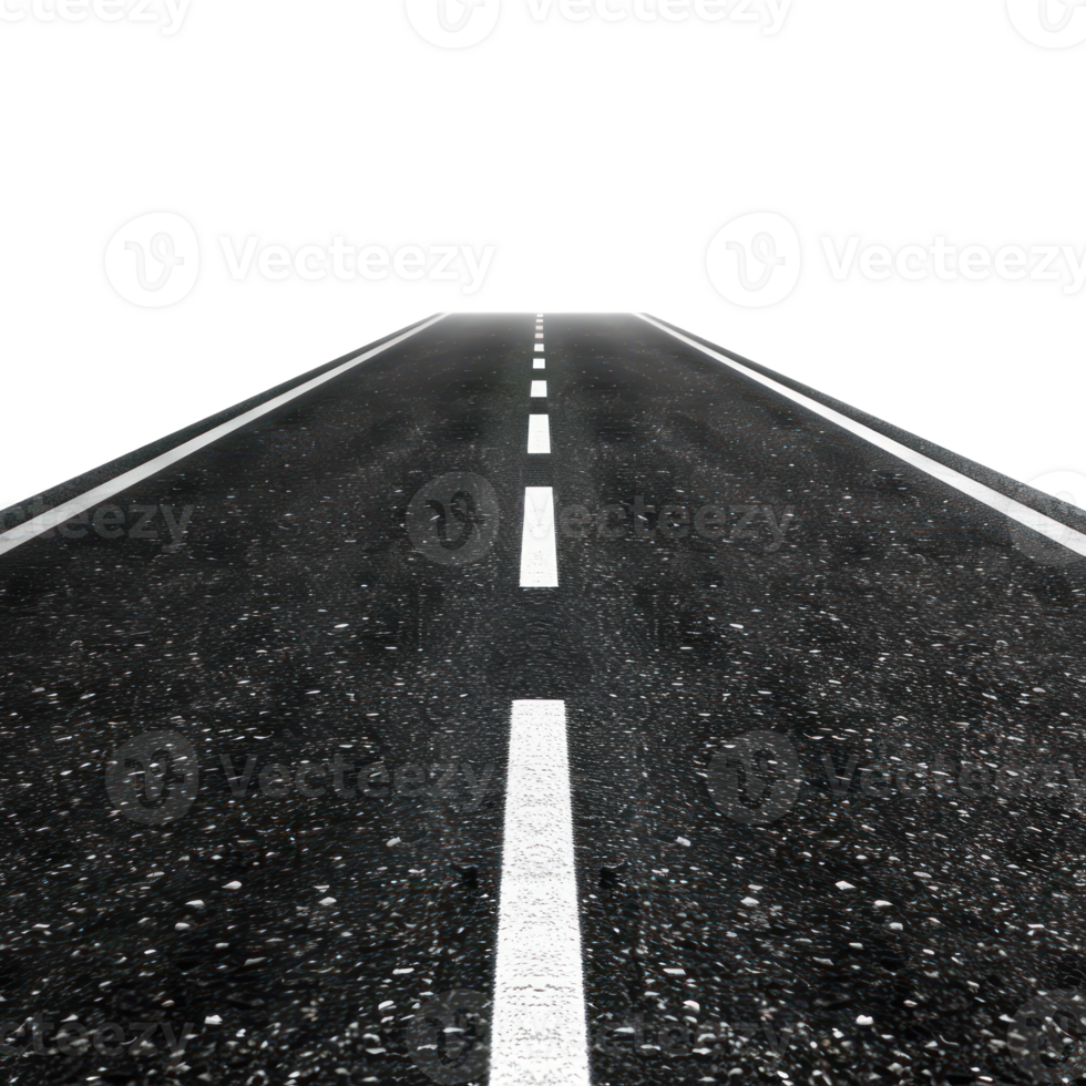 3d asphalt road front view isolate on transparency background png