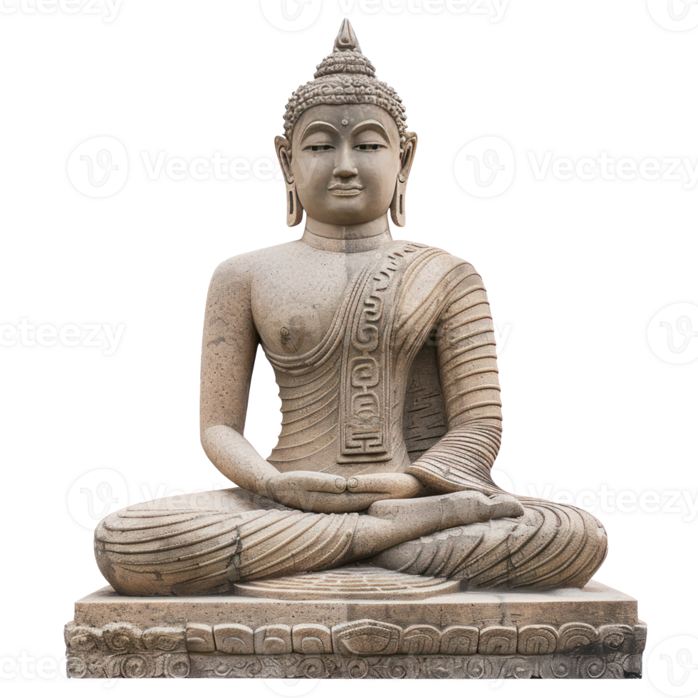Buddha status made of stone front view isolate on transparency background png