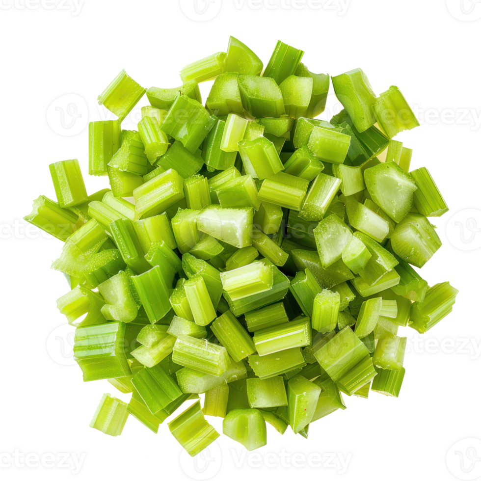 Chopped celery top view isolate on transparency background png