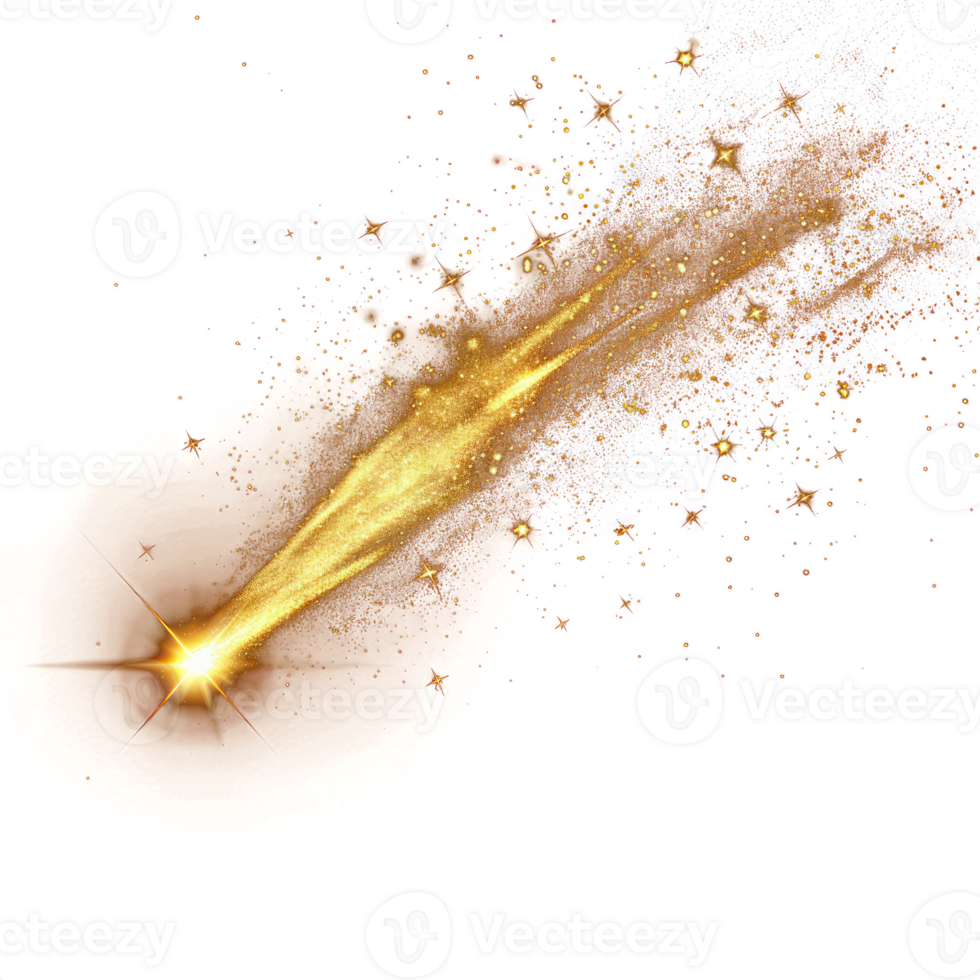 Gold comet star on transparency background png