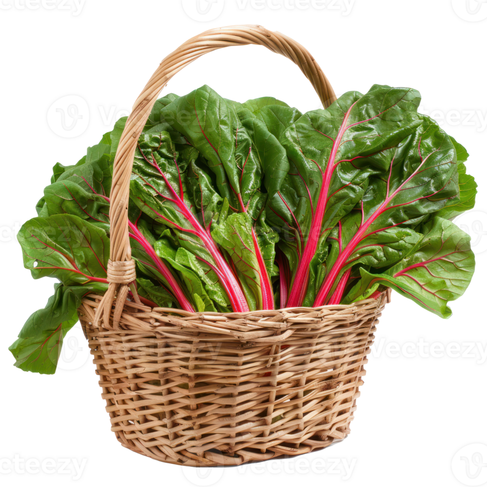 Chard in basket isolate on transparency background png