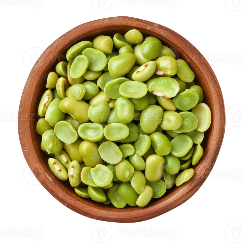 Lima Beans in a bowl top view isolate on transparency background png