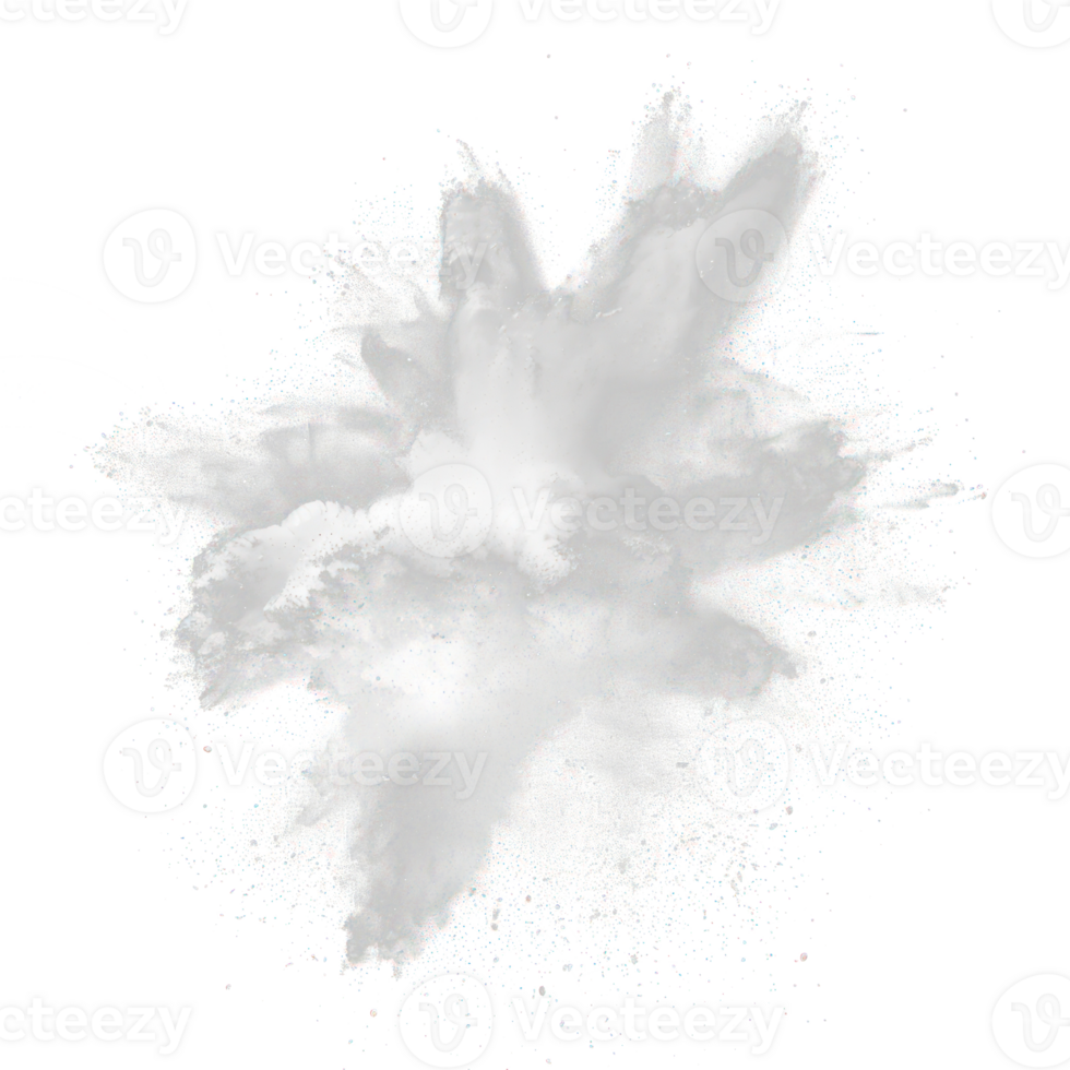 White powder explosion on transparency background png