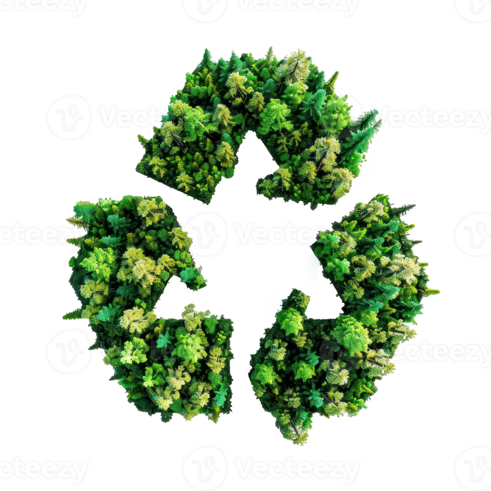 Recycle sign made of green trees isolate on transparency background png
