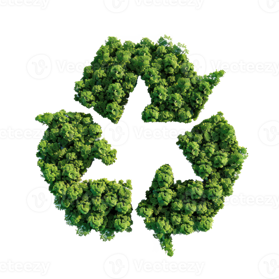 Recycle sign made of green trees isolate on transparency background png