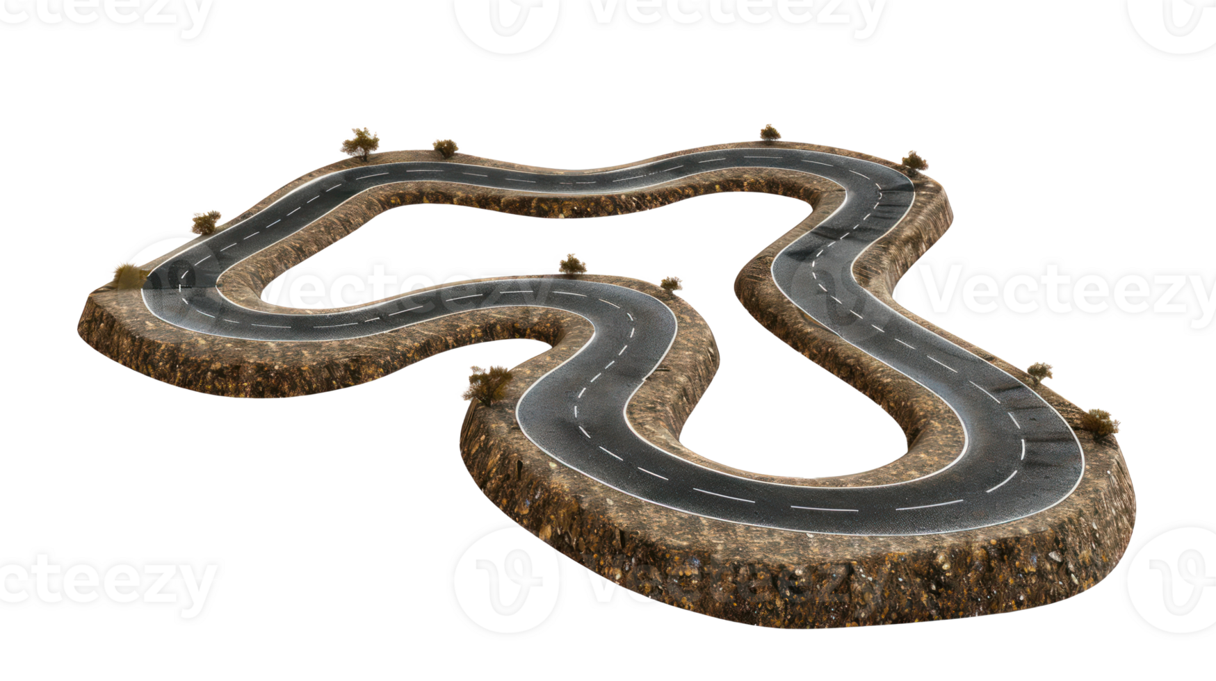 3D Soil-Stabilized Roads top view isolate on transparency background png