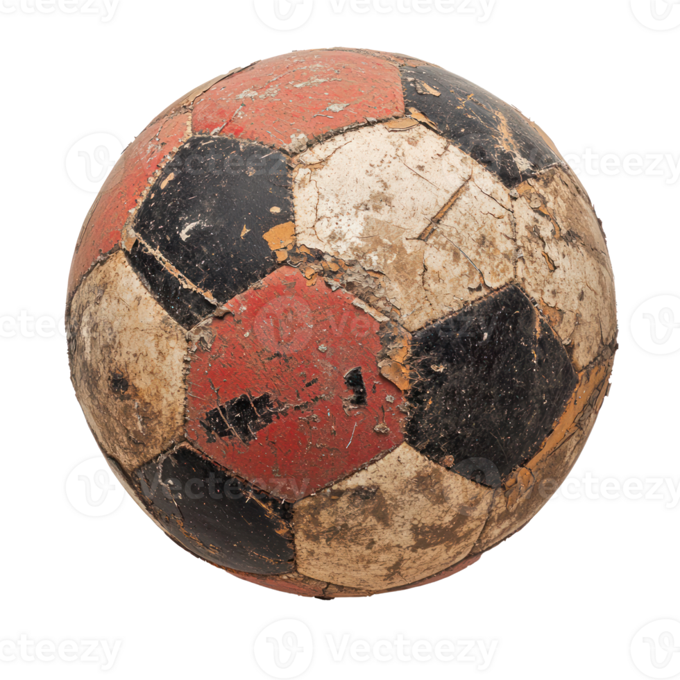 Old Broken football isolate on transparency background png