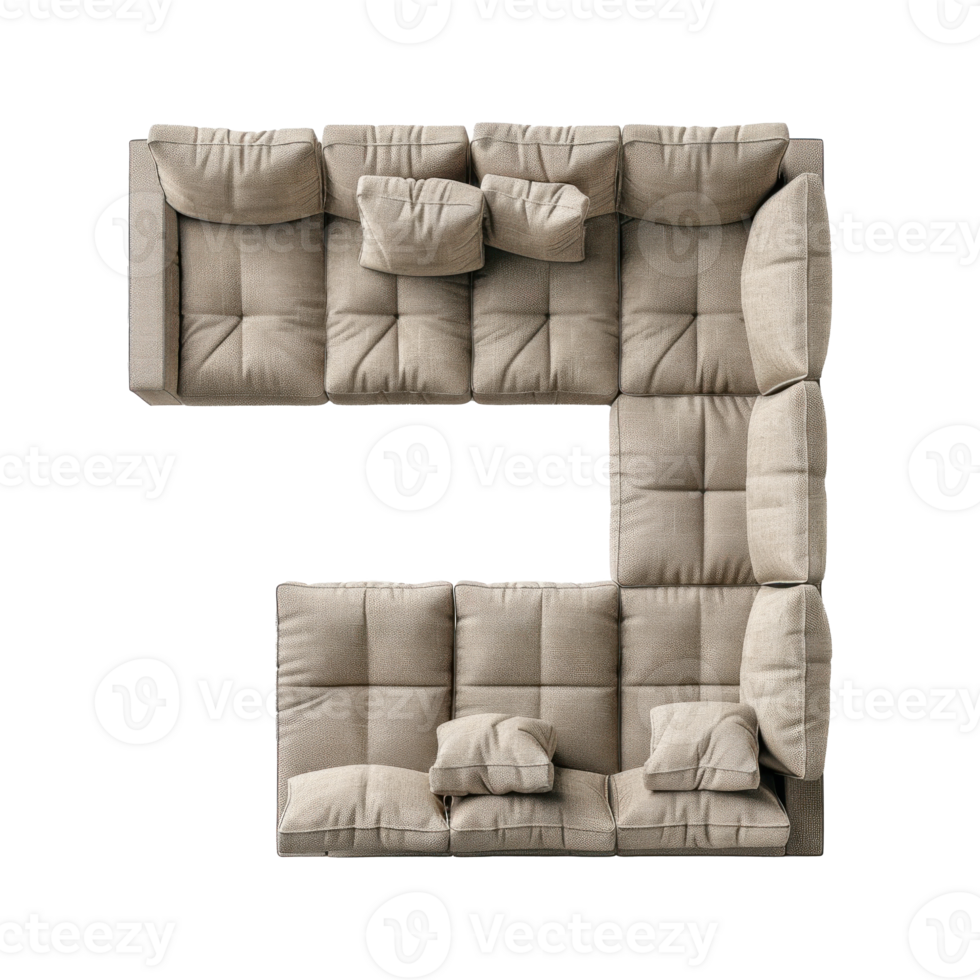 Sectional Sofa top view full length isolate on transparency background png