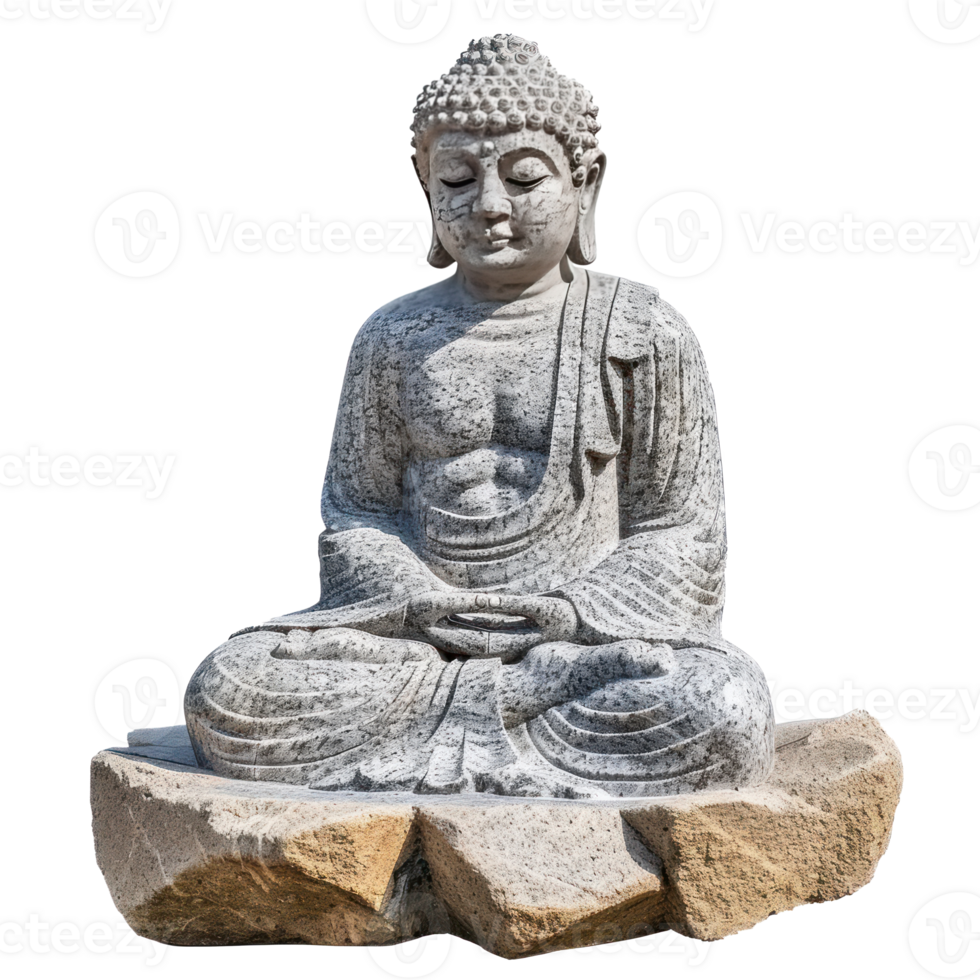 buddha status tillverkad av sten isolera på genomskinlighet bakgrund png