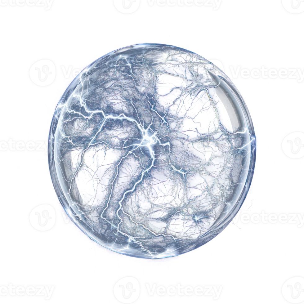 Electric balls, round lightning on transparency background png