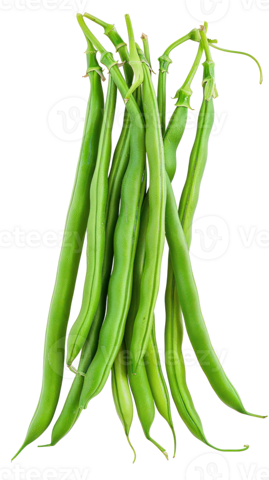 A Green Beans closeup , clipping path isolate on transparency background png