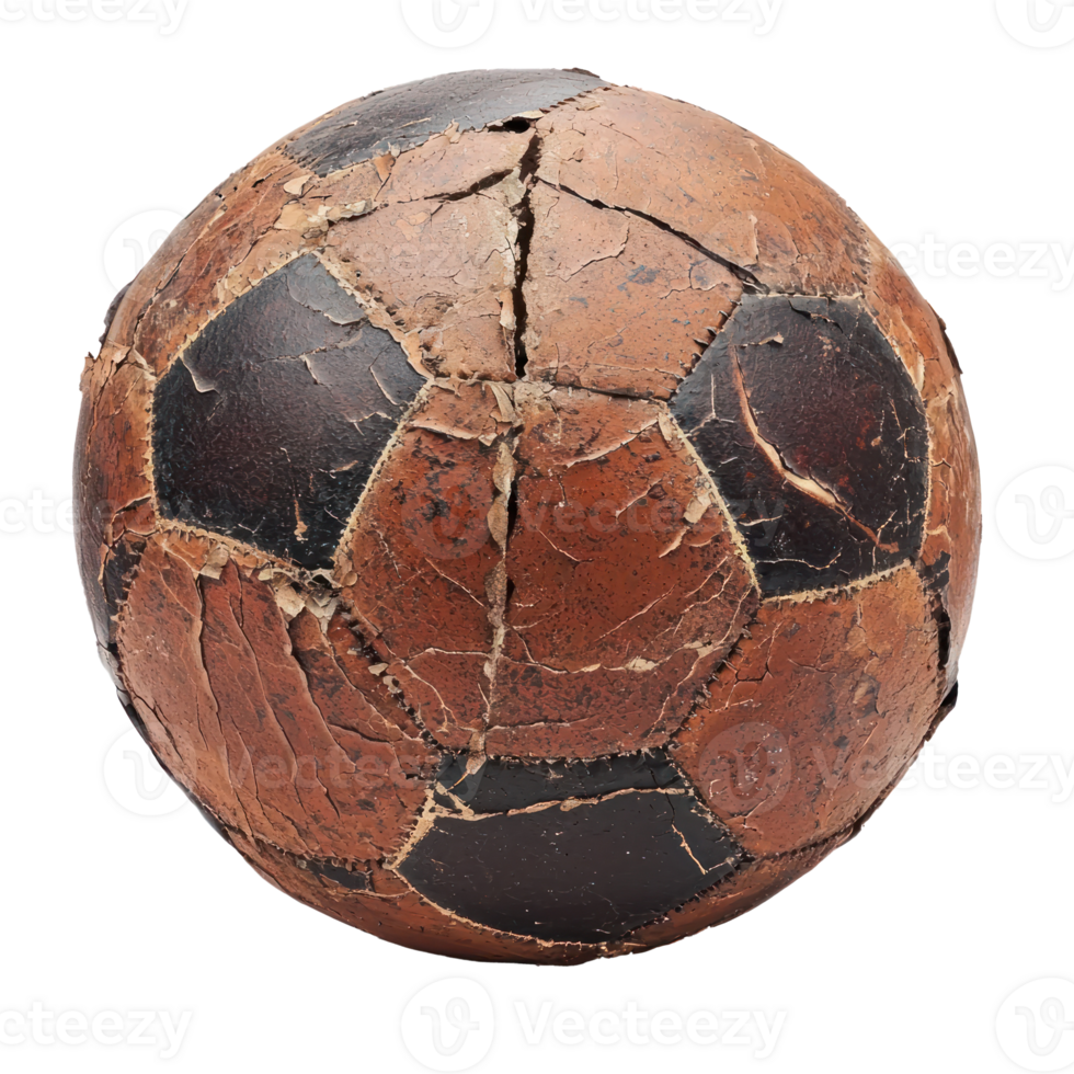 Old Broken football isolate on transparency background png