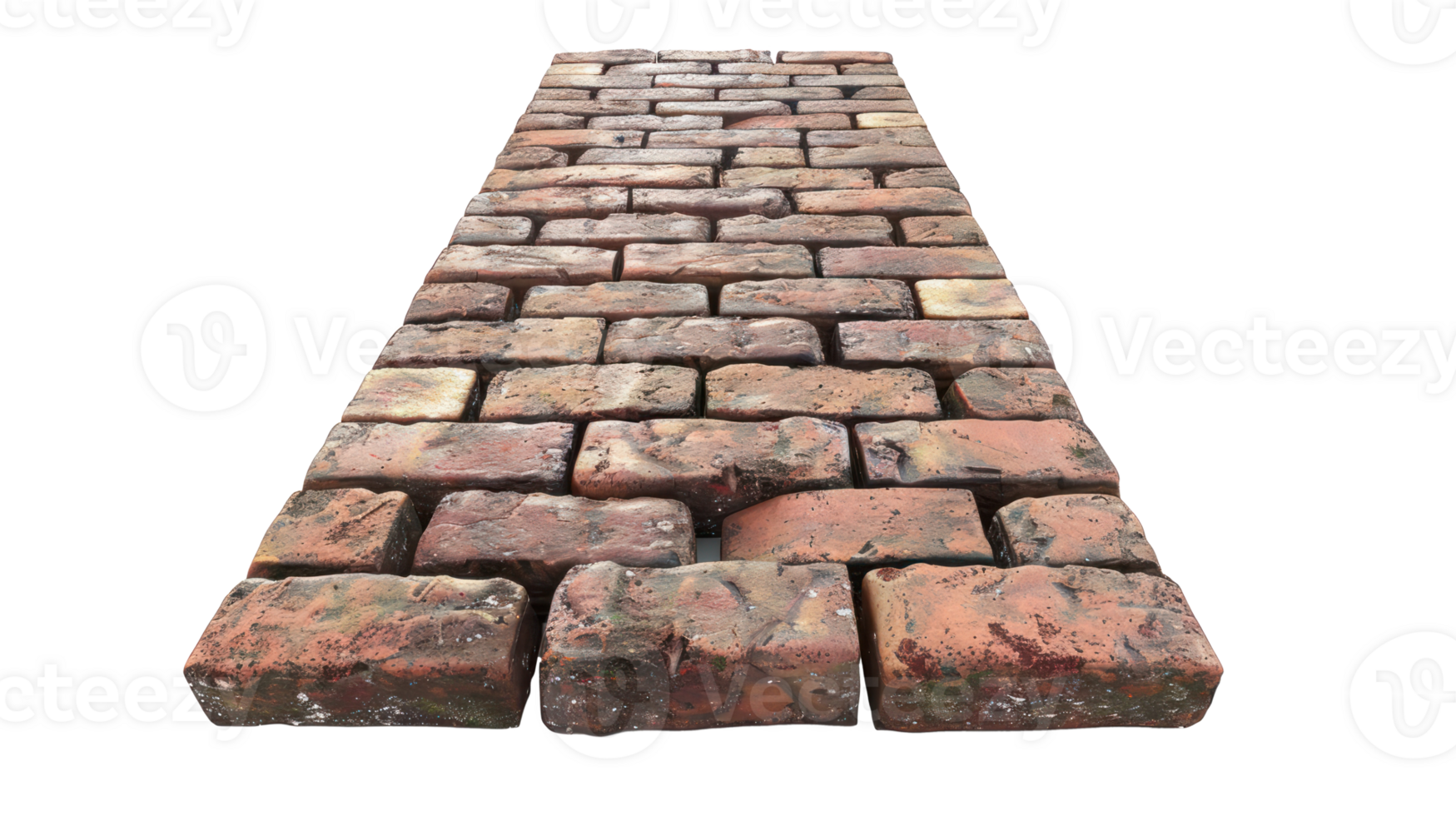 3D Brick road top view isolate on transparency background png