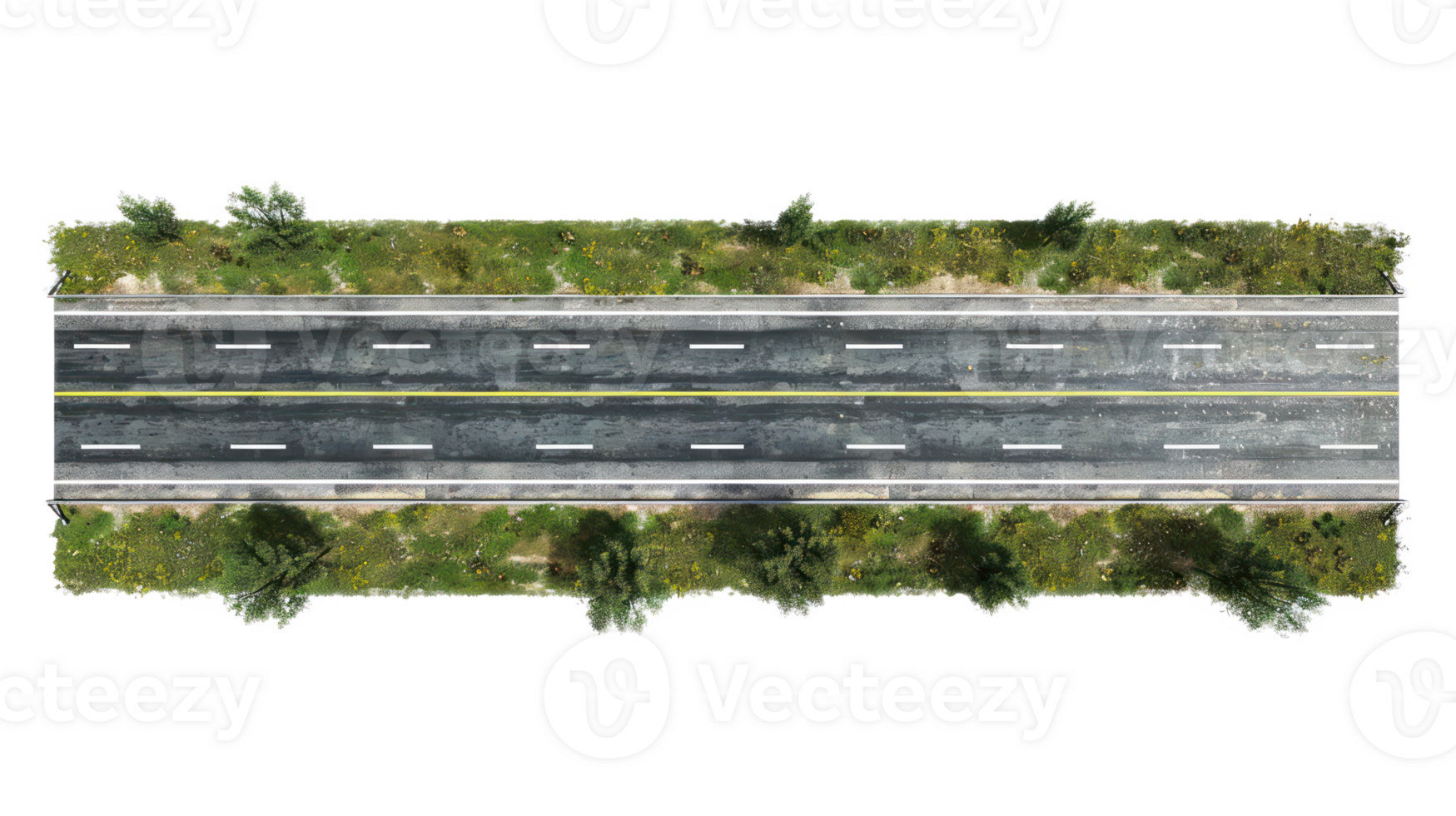 3d asphalt road top view isolate on transparency background png