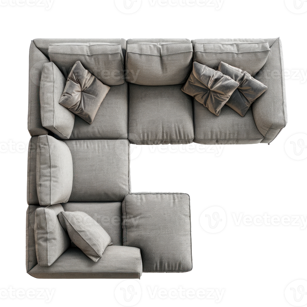 Sectional Sofa top view full length isolate on transparency background png