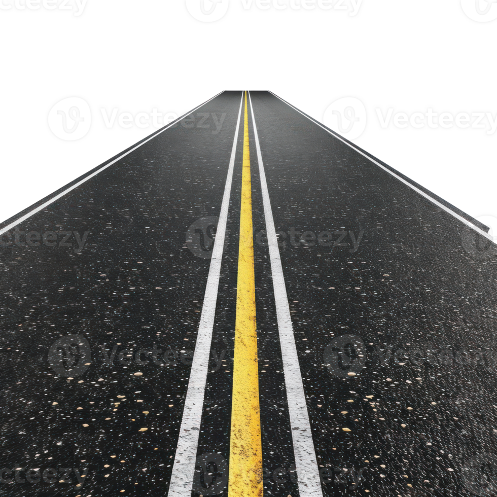 3d asphalt road front view isolate on transparency background png