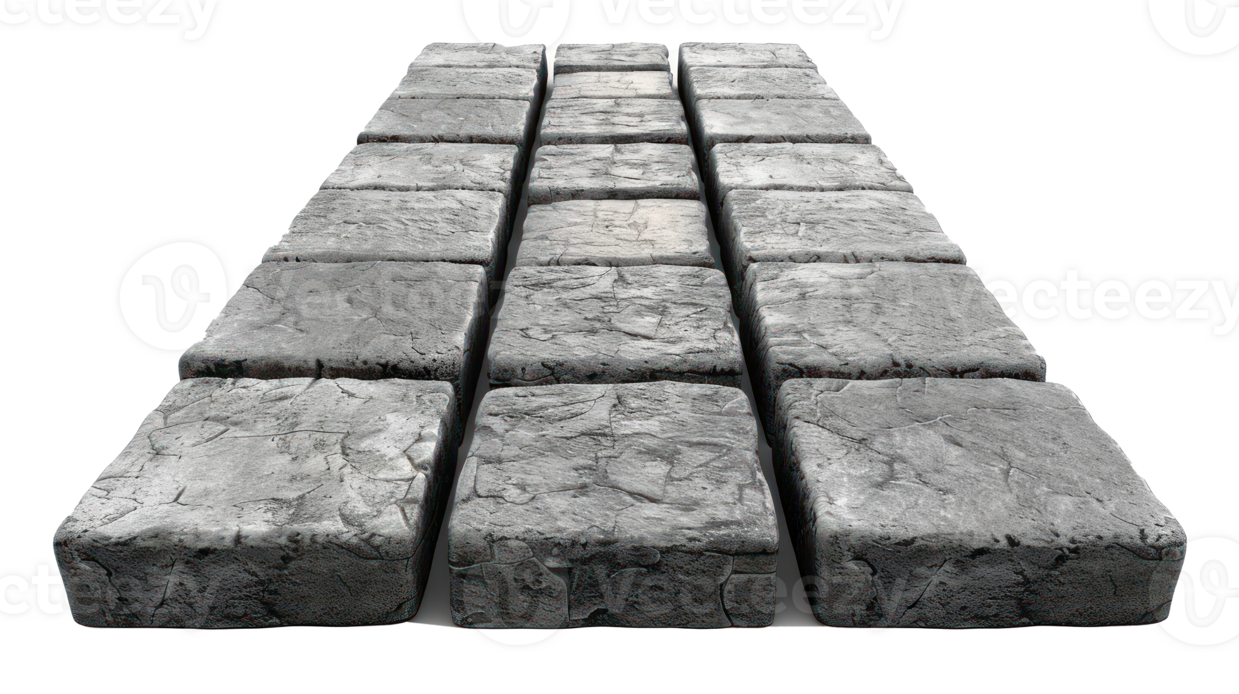 3D Pavers road top view isolate on transparency background png