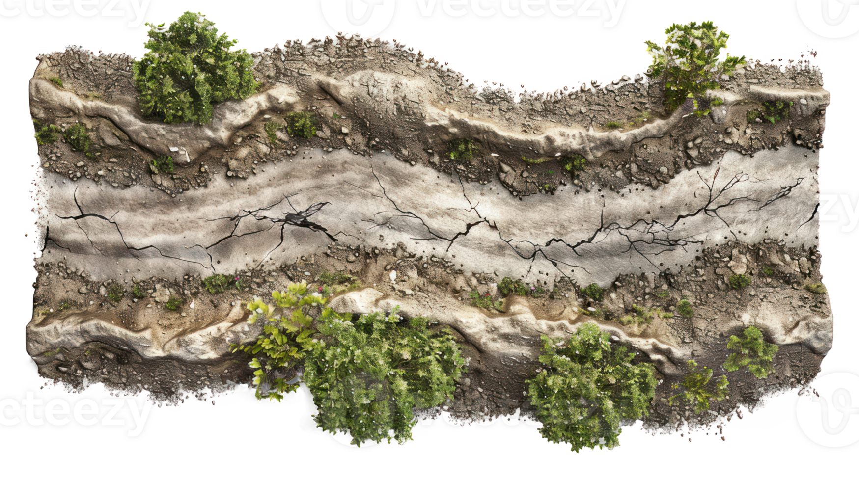 3D Soil-Stabilized Roads top view isolate on transparency background png