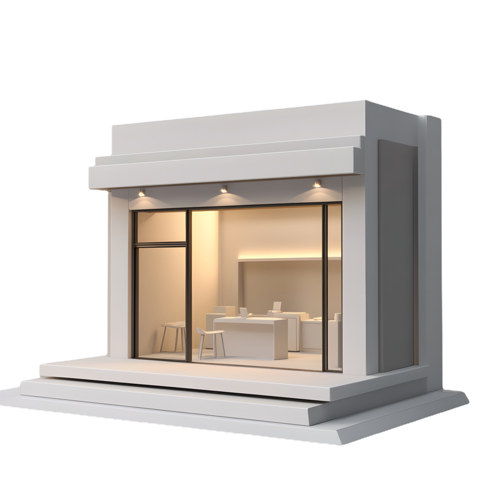 3d model of a small store with a window png