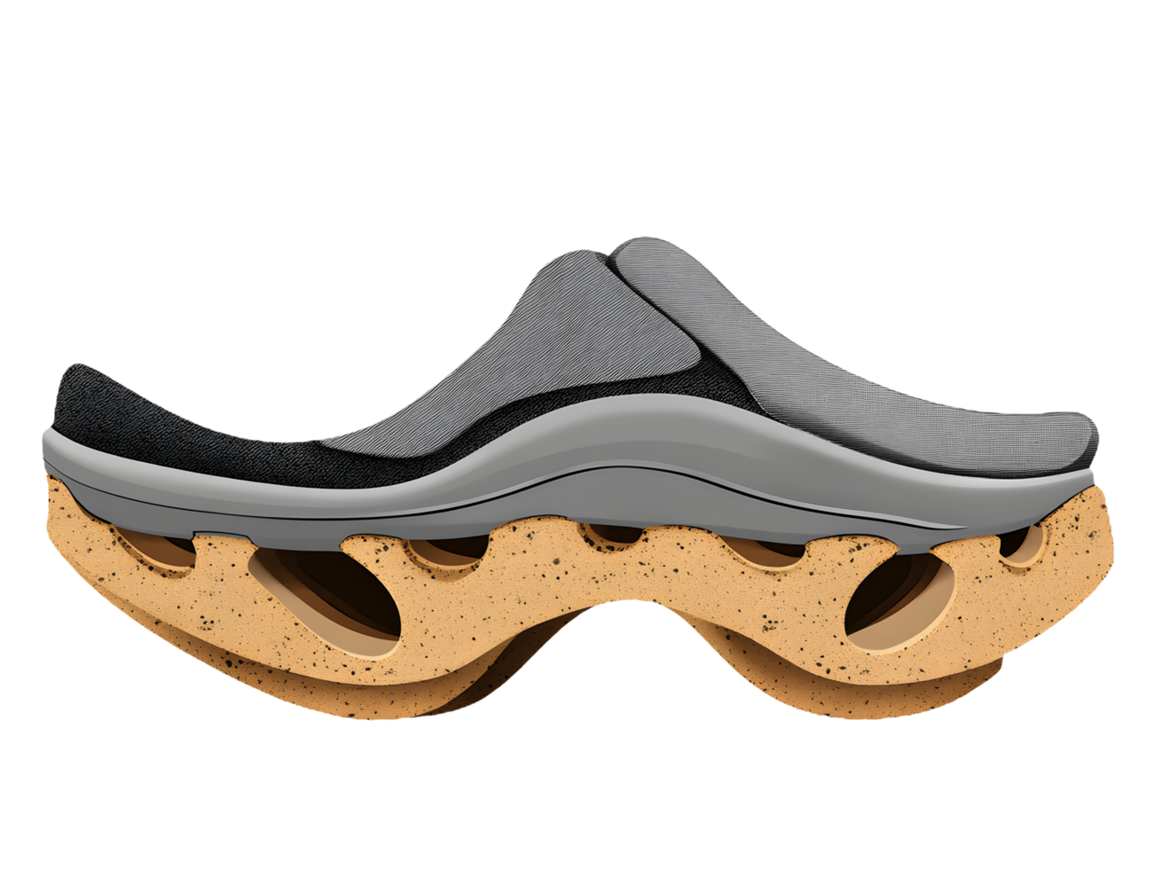 shoe with a flat sole and a curved top png