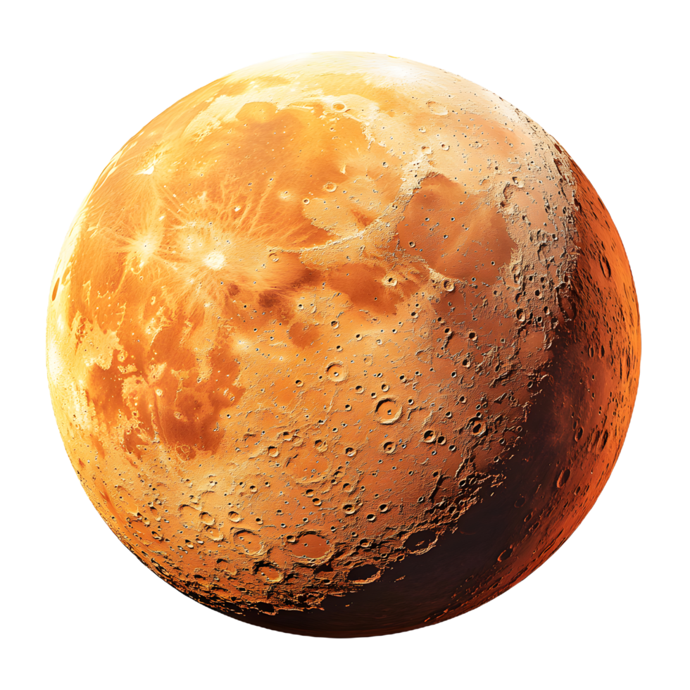 the planet mars, with a yellow and orange color png
