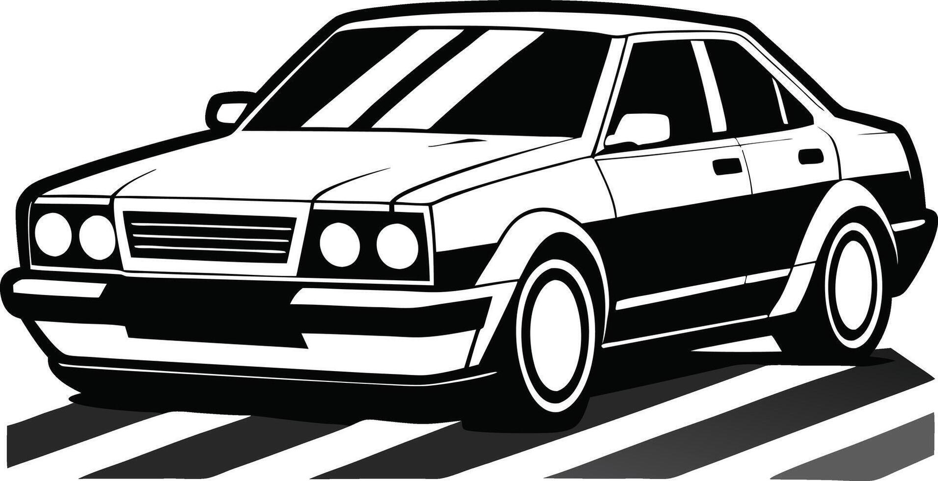 car black and white vintage art. vector