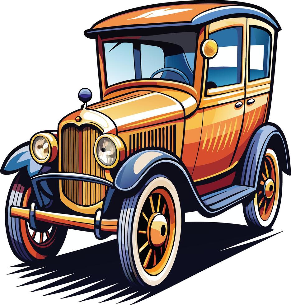 1880 old car illustration white background vector