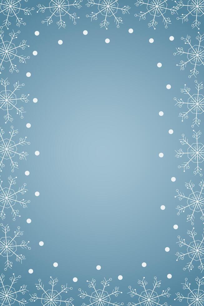 Winter snow frame. Christmas Snowflakes border. Snowy frame frozen background vector