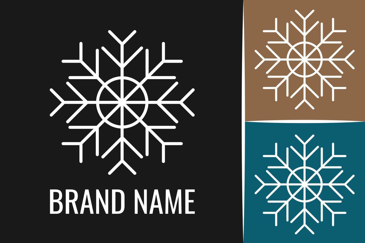 Snowflake logo. Christmas snow logotype. Winter cold ice frozen logo of Snowflakes vector