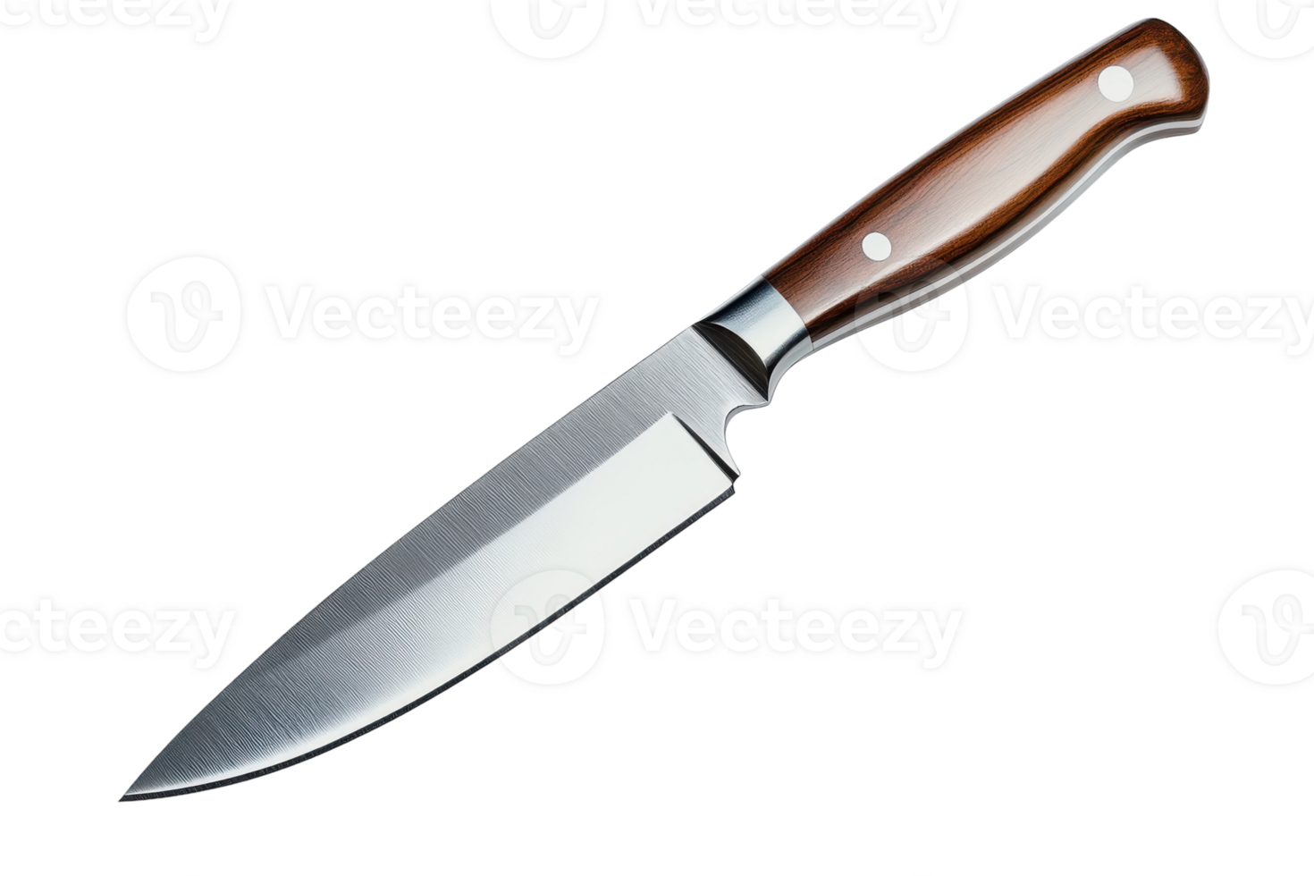 Sharp kitchen knife with a wooden handle designed for precise cutting and food preparation png