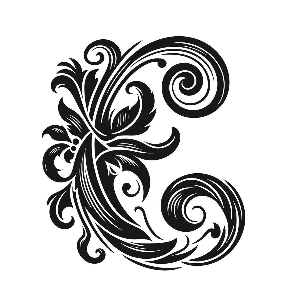 A black and white design of a letter e vector