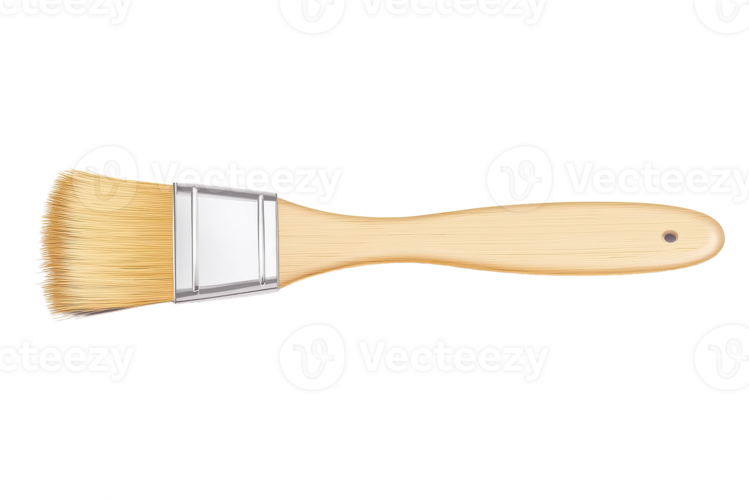 A close-up view of a wooden paintbrush with bristles, ideal for detailed art projects png