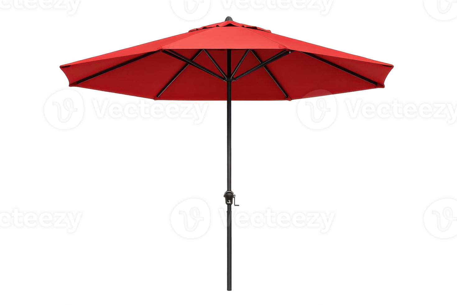Bright red patio umbrella providing shade on a sunny day at an outdoor gathering space png