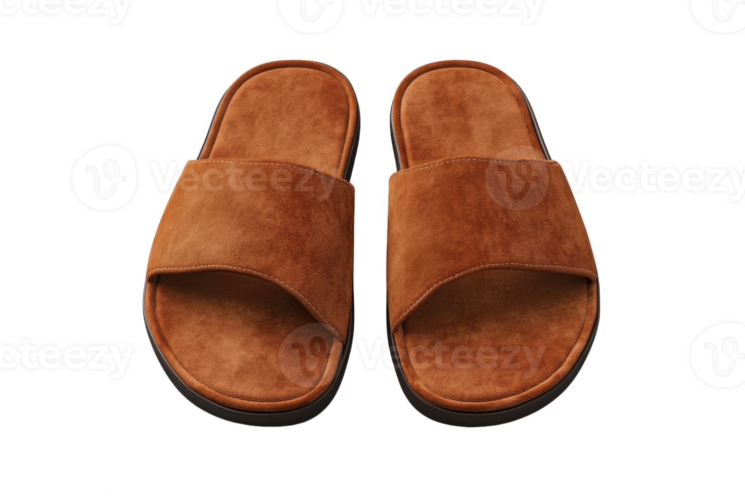 Comfortable brown suede slides perfect for casual summer days at home or the beach png