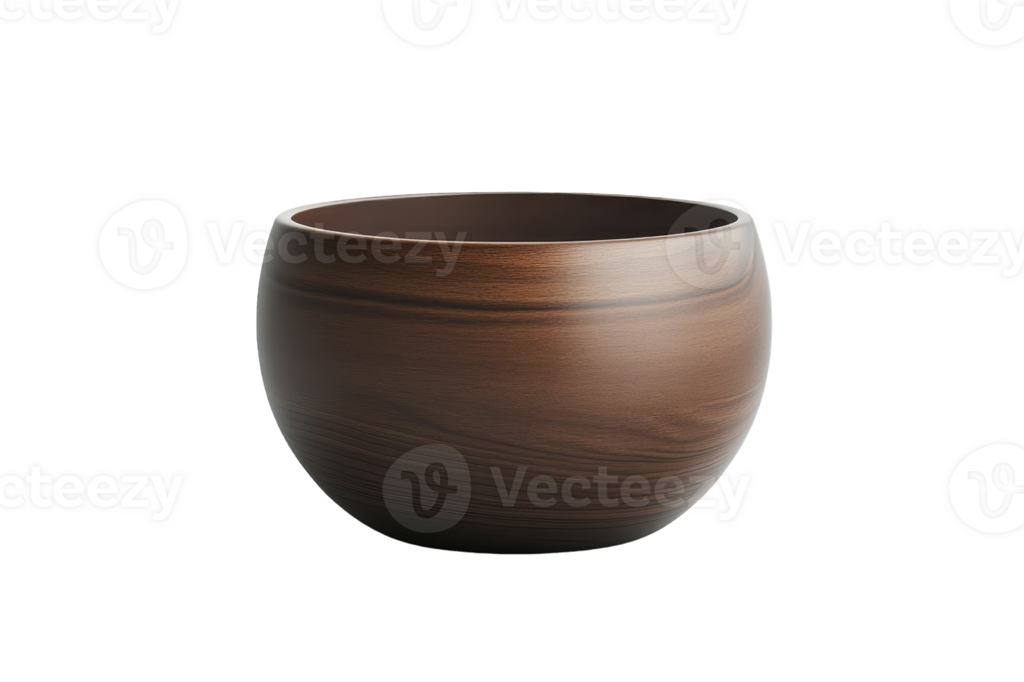 Elegant wooden bowl displaying rich texture and craftsmanship in a minimalistic design setting png