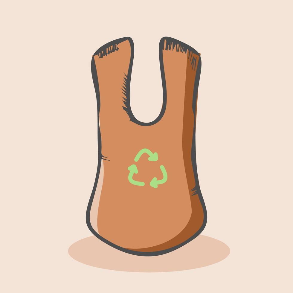 an illustration of a reusable bag with a recycling symbol vector