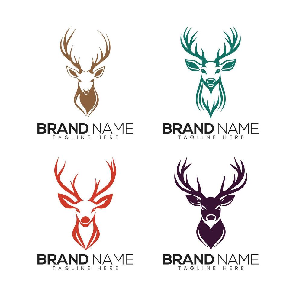 Abstract Colorful Deer Animal Icons or Logo Design Template vector