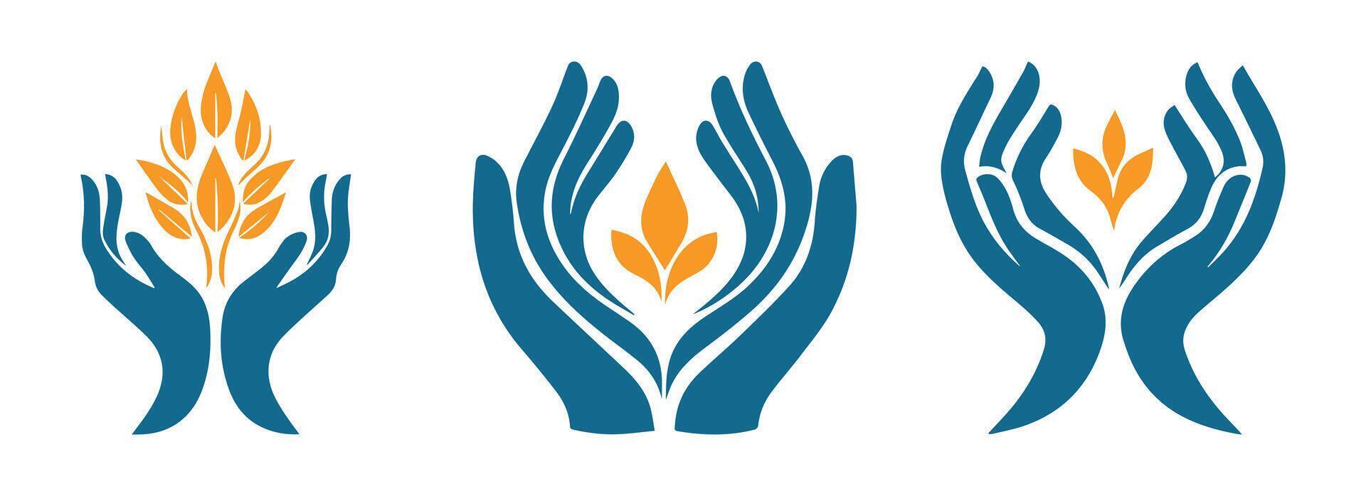 Abstract Helping Hands Icons Design Template vector