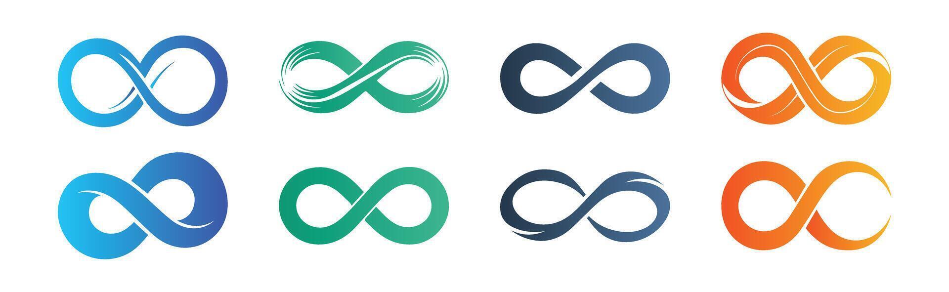 Abstract Infinity Symbol Icons or Logos Design Template vector