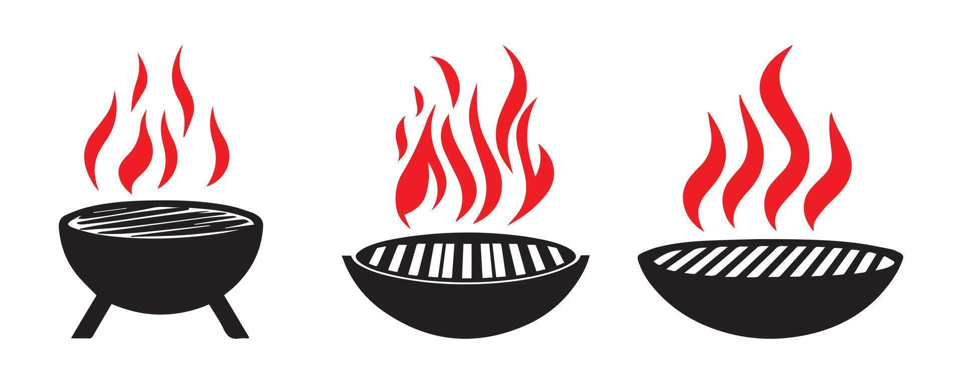 Abstract Barbecue Grill Icons Logo Pack Design Template vector