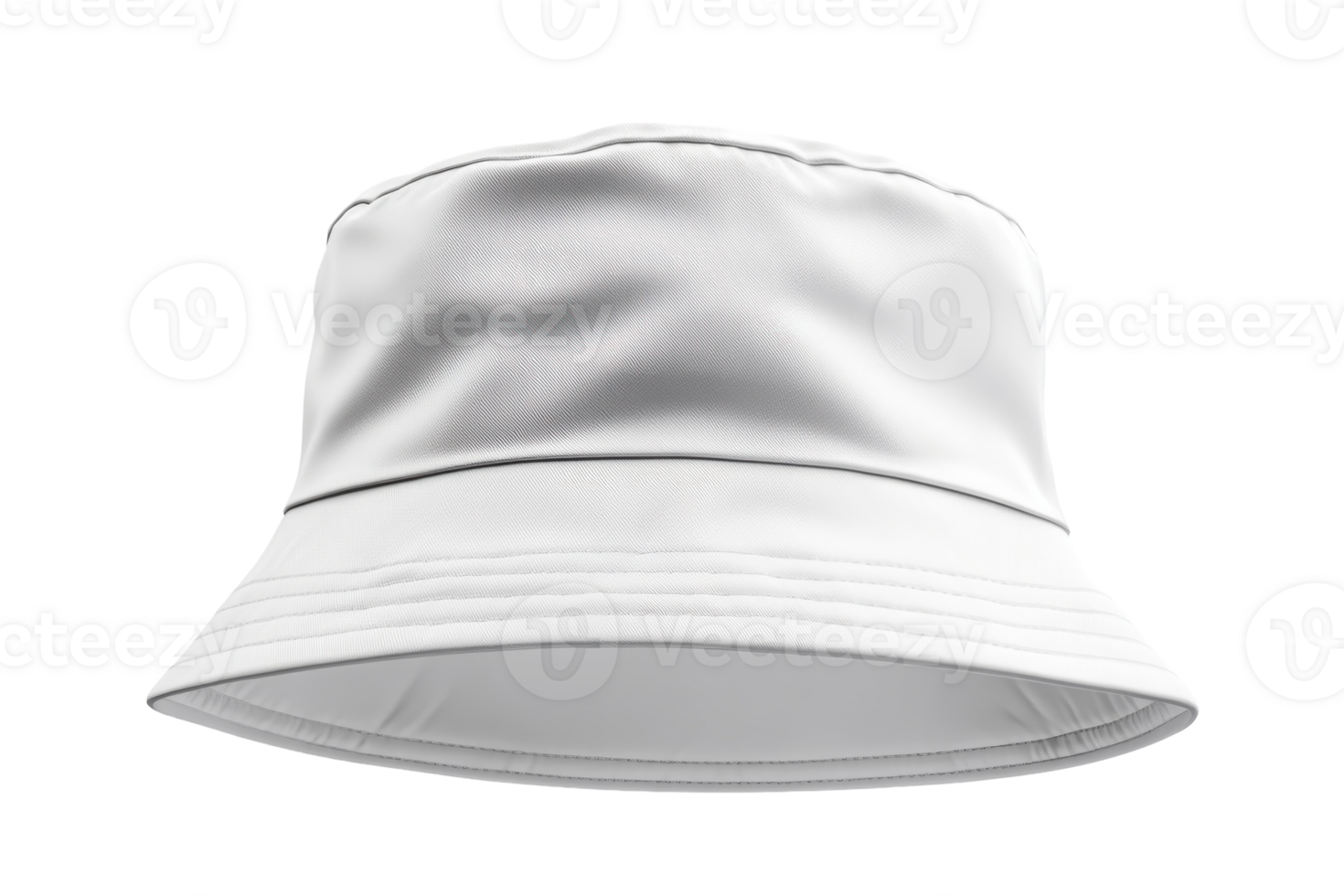 A simple white bucket hat placed on a flat surface in bright lighting inviting a casual style png