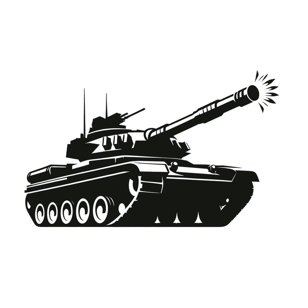 A black and white image of a tank on a white background vector