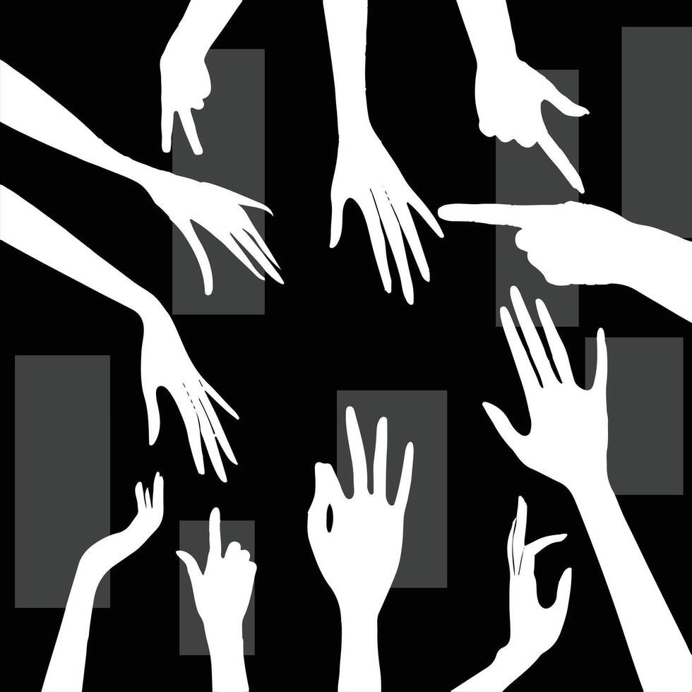 Seamless pattern with hand gestures vector