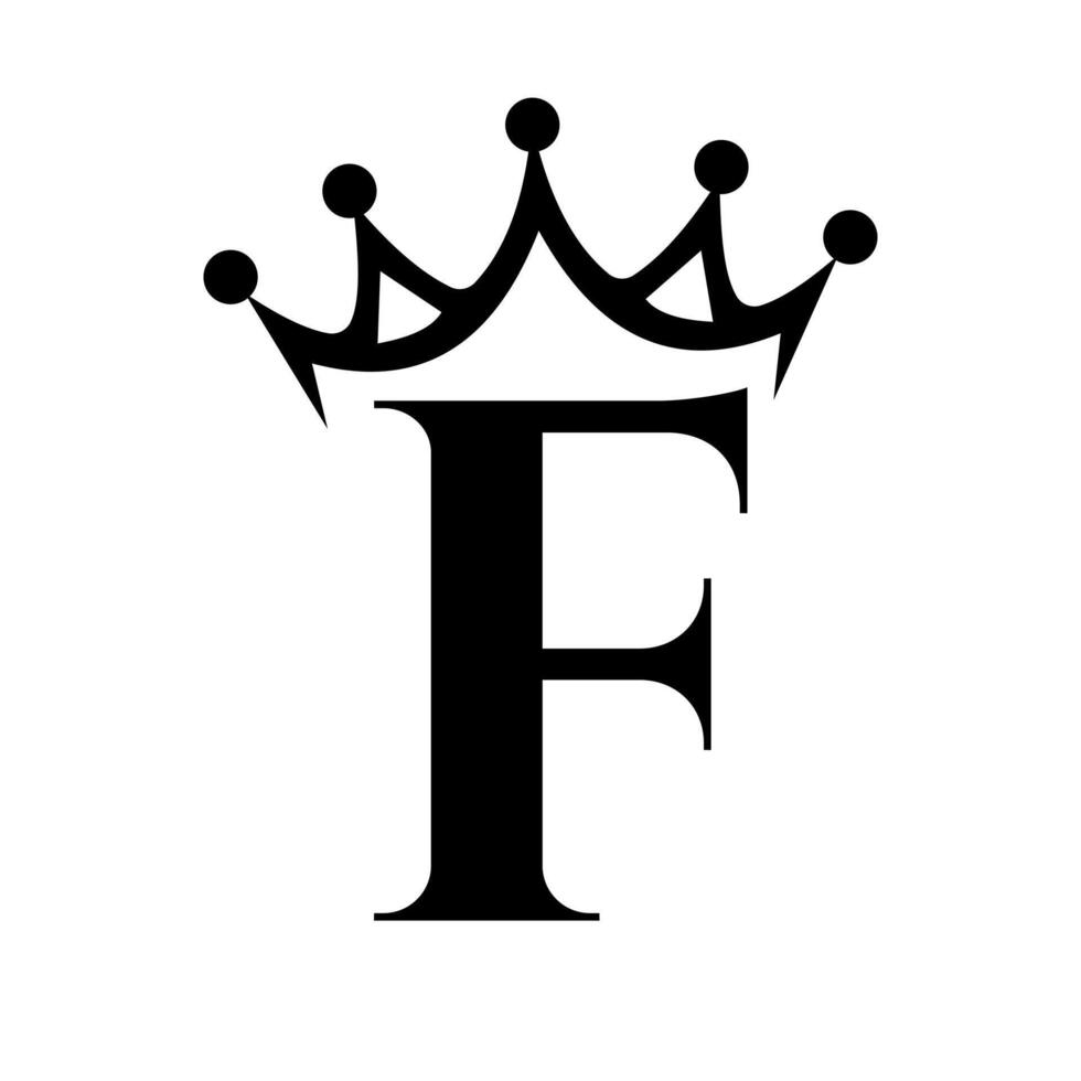 Letter F Crown Logo for Queen Sign, Beauty, Fashion, Star, Elegant, Luxury Symbol vector