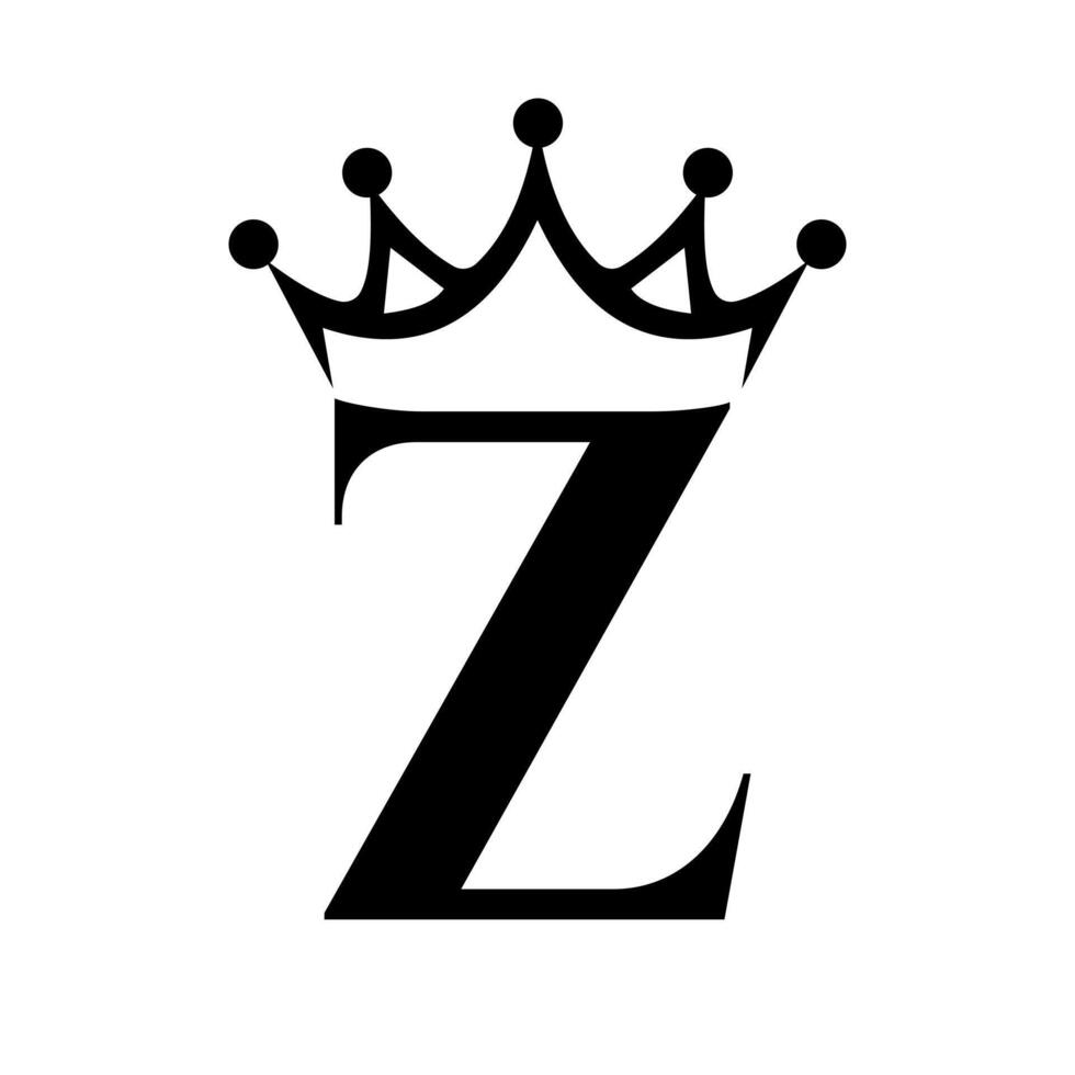 Letter Z Crown Logo for Queen Sign, Beauty, Fashion, Star, Elegant, Luxury Symbol vector