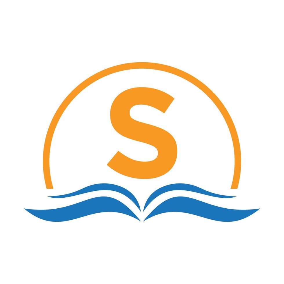 Letter S Education Logo Book Concept. Training Career Sign, University, Academy Graduation Logo Template Design vector