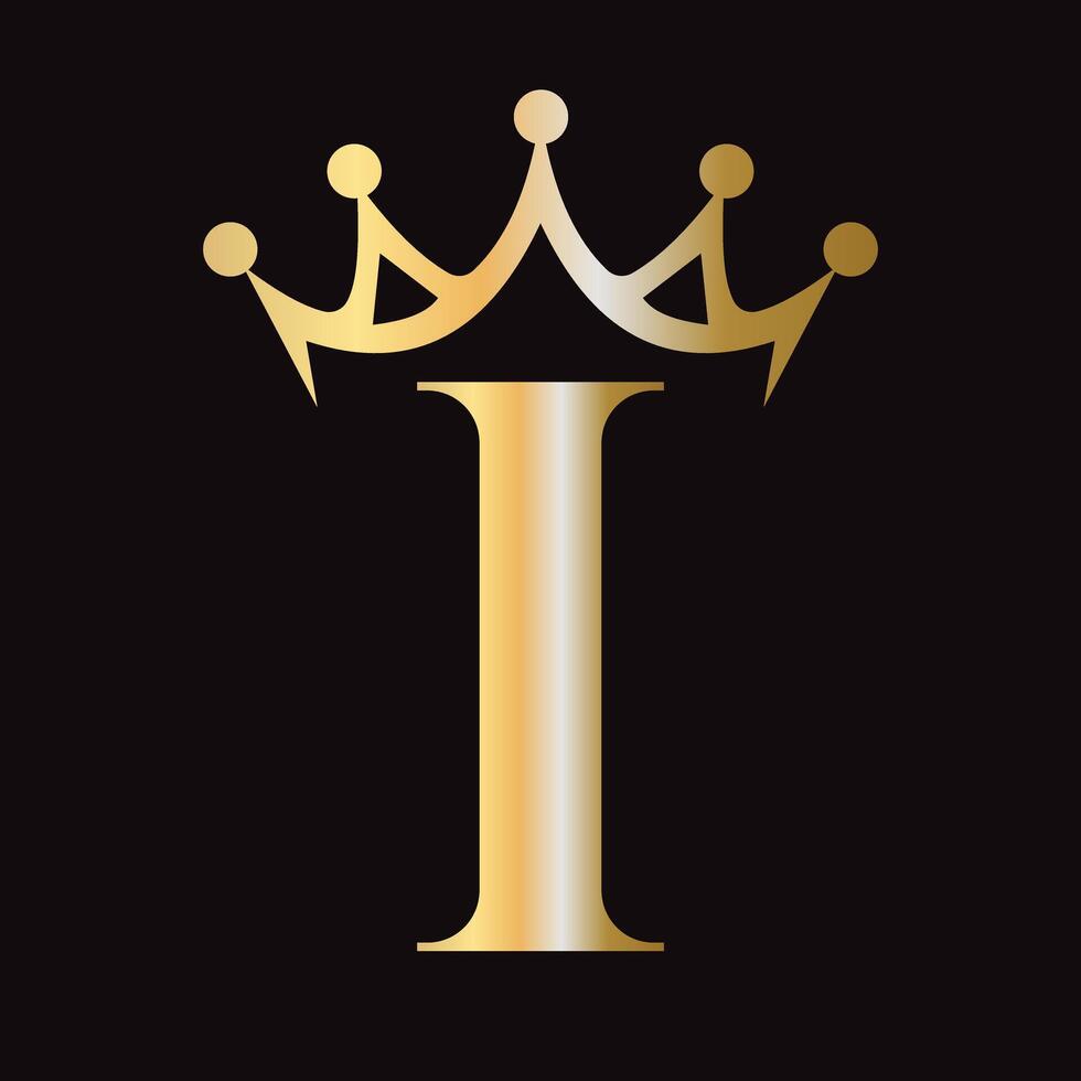 Letter I Crown Logo for Queen Sign, Beauty, Fashion, Star, Elegant, Luxury Symbol vector
